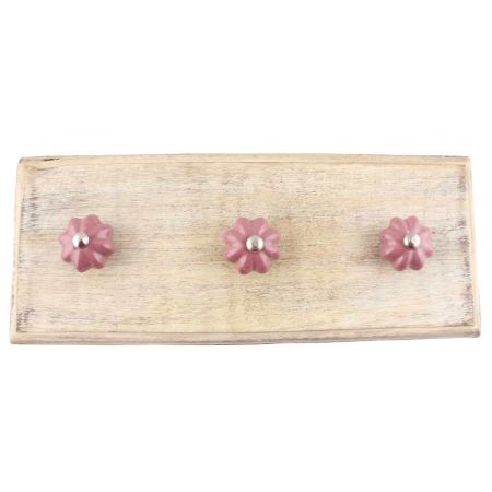 Solid Lavender Small Ceramic Melon Wooden Hooks